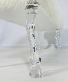 Modern Bench With Lucite Hooved Legs Mongolian Fur Upholstery - 4128839