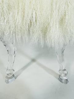 Modern Bench With Lucite Hooved Legs Mongolian Fur Upholstery - 4128864