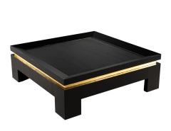 Modern Black Coffee Table with Gold Leaf Accents - 3627674
