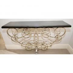 Modern Black Granite Silvered Iron Console Table - 1756074