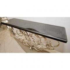 Modern Black Granite Silvered Iron Console Table - 1756075