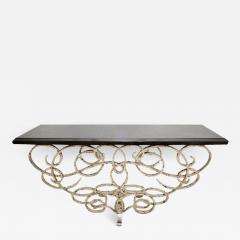 Modern Black Granite Silvered Iron Console Table - 1757076