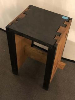 Modern Black Granite Top and Wood End or Side Table - 1431860