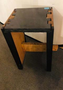 Modern Black Granite Top and Wood End or Side Table - 1431861