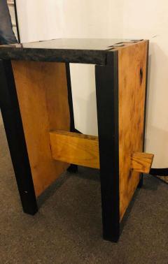 Modern Black Granite Top and Wood End or Side Table - 1431863