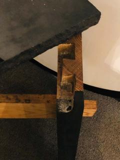 Modern Black Granite Top and Wood End or Side Table - 1431865