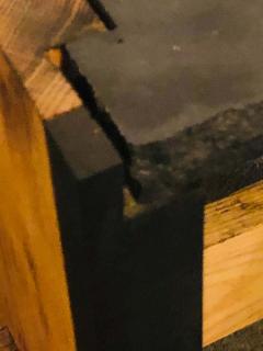 Modern Black Granite Top and Wood End or Side Table - 1431867