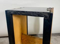 Modern Black Granite Top and Wood End or Side Table - 3004993