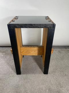Modern Black Granite Top and Wood End or Side Table - 3004998