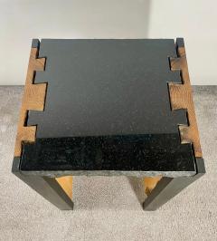 Modern Black Granite Top and Wood End or Side Table - 3005001