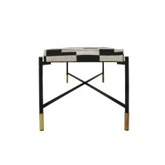 Modern Black Lacquered Iron and Patterned Fabric 1970s Italian Stool - 2665163