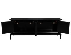 Modern Black Lacquered Sideboard Credenza with Faux Parchment Fronts - 2537918