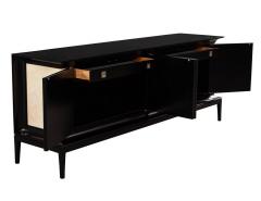 Modern Black Lacquered Sideboard Credenza with Faux Parchment Fronts - 2537919