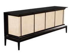 Modern Black Lacquered Sideboard Credenza with Faux Parchment Fronts - 2537920