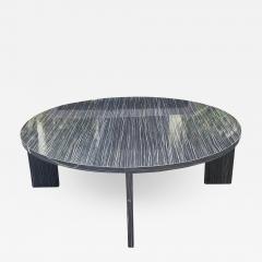 Modern Black Macassar Zebrawood Round Coffee Table - 2190239