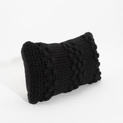 Modern Black Macrame Decorative Kidney Pillow - 4207776