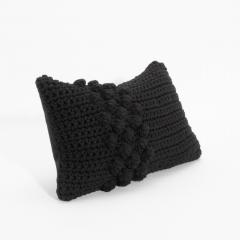 Modern Black Macrame Decorative Kidney Pillow - 4207779