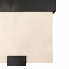 Modern Black Steel and Limestone Offset Cocktail Table - 4714251