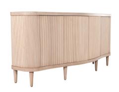 Modern Bleached Washed Fluted Tambour Front Sideboard Credenza - 3388653