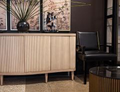 Modern Bleached Washed Fluted Tambour Front Sideboard Credenza - 3388663