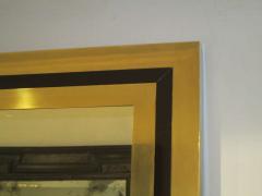 Modern Brass Mirror Inlaid with Black Glass - 346128