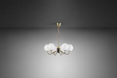 Modern Brass and Glass Globe Chandelier Europe ca 1940s - 2717866