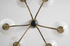 Modern Brass and Glass Globe Chandelier Europe ca 1940s - 2717871