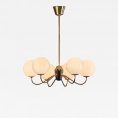 Modern Brass and Glass Globe Chandelier Europe ca 1940s - 2720879