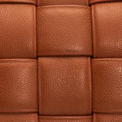 Modern Brown Woven Leather Decorative Lumbar Pillow - 4207821