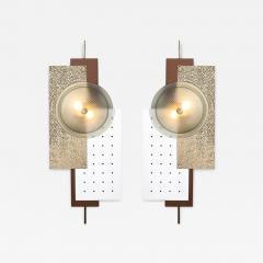 Modern Brutalist Multi Paneled Sconces in Bronze Polished Brass White Enamel - 4553631