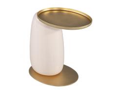 Modern Ceramic Side Table in Pink and Brass - 3326125