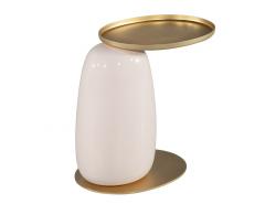 Modern Ceramic Side Table in Pink and Brass - 3326130