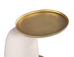 Modern Ceramic Side Table in Pink and Brass - 3326133