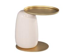 Modern Ceramic Side Table in Pink and Brass - 3326134
