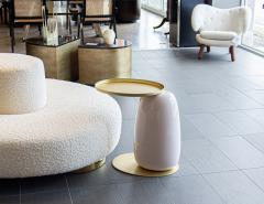 Modern Ceramic Side Table in Pink and Brass - 3326135