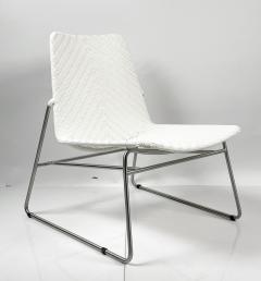 Modern Chair with Chromed Frame and Faux Wicker Seat - 3108288