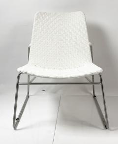 Modern Chair with Chromed Frame and Faux Wicker Seat - 3108289