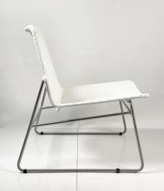 Modern Chair with Chromed Frame and Faux Wicker Seat - 3108290