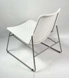 Modern Chair with Chromed Frame and Faux Wicker Seat - 3108292