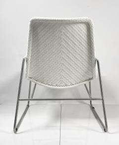 Modern Chair with Chromed Frame and Faux Wicker Seat - 3108293