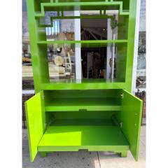 Modern Chartreuse Green Lacquer Bookcase Cabinet Etagere - 4511258