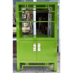 Modern Chartreuse Green Lacquer Bookcase Cabinet Etagere - 4511261