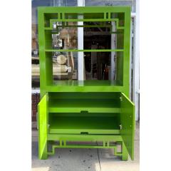 Modern Chartreuse Green Lacquer Bookcase Cabinet Etagere - 4511262