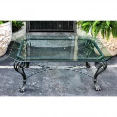 Modern Chippendale Style Wrought Iron Coffee Table W Glass Top - 1668193