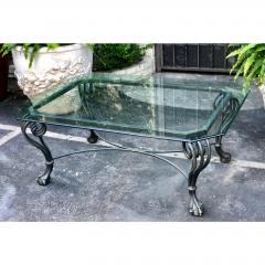 Modern Chippendale Style Wrought Iron Coffee Table W Glass Top - 1668194