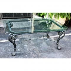 Modern Chippendale Style Wrought Iron Coffee Table W Glass Top - 1668195