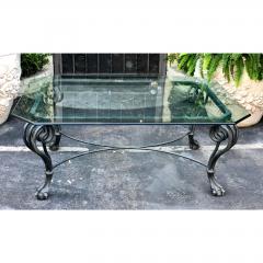 Modern Chippendale Style Wrought Iron Coffee Table W Glass Top - 1668196
