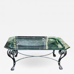 Modern Chippendale Style Wrought Iron Coffee Table W Glass Top - 1670728