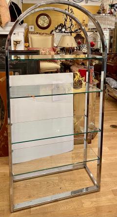 Modern Chrome Glass Arched Etagere Display Shelving Unit - 1985333