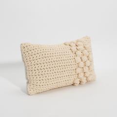 Modern Cream Macrame Decorative Kidney Pillow - 4207781